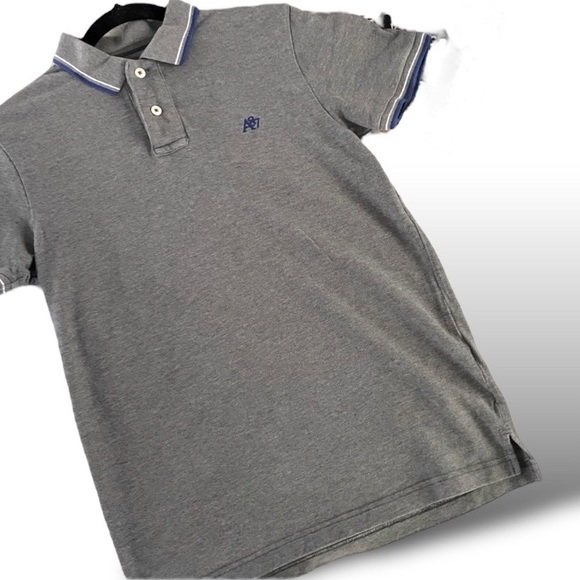 Aeropostale  Shirt Mens polo grey blue size Small  collar button short - Picture 3 of 11